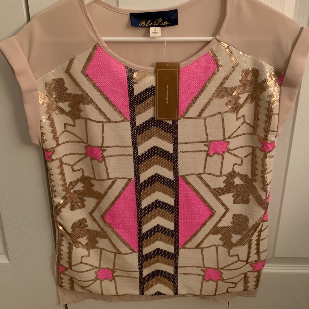sequin blouse, NWT!